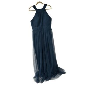 Christina Wu‎ Navy Blue Mesh Halter Formal Dress Style 22730 Sz 18 Women’s
